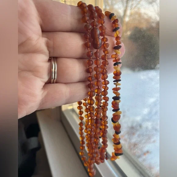Baltic Amber Necklace Set 
Amber  (2 13.5” & 1 14.5”) & 1 Multicolor 13.5” - Picture 2 of 13